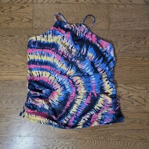 VENUS Tie-Dye Halter Swim Top in Black, Blue, Pink, Yellow